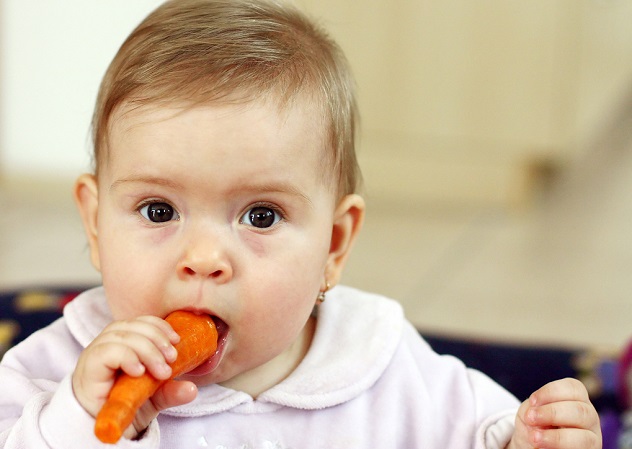 Ребенок грызет морковку