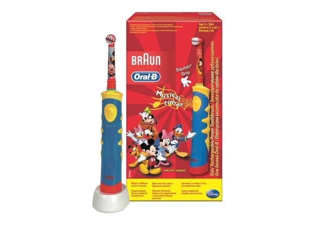 Детская электрическая аккумуляторная зубная щетка Oral-B Stages Power Mickey с музыкальным таймером