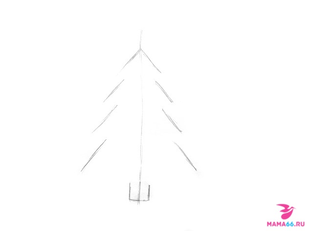 Как нарисовать карандашом елку со Снегурочкой и Дедом Морозом-2
