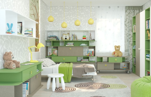 зеленая детская комната
